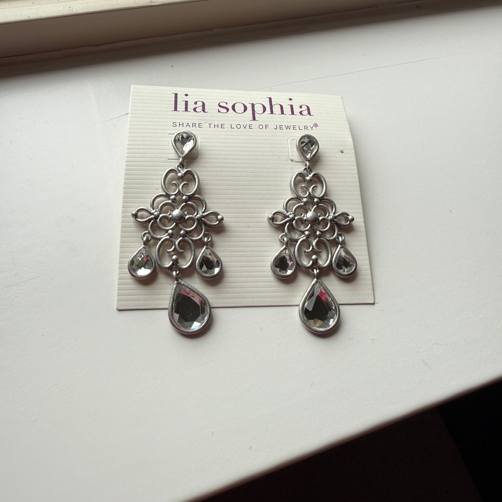 Lia Sophia Silver Chandelier Earrings